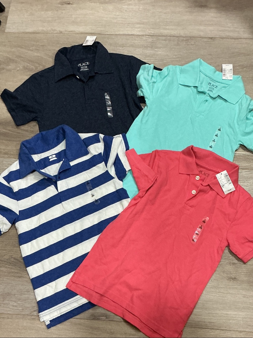 Bundle)The Children's Place Boys' Polo Pack - Navy, Aqua, Blue Stripe, Coral
